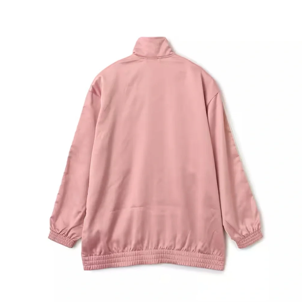Adidas Originals Satin Firebird Track Top Wonder Mauve  Ruffle 3-Stripes KC8812 - Picture 2 of 5